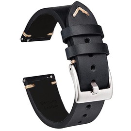 Niziruoup 21mm Leather Watch Bands for Men, Quick Release Vintage Crazy Horse Top Grain Leather Watch Strap Smartwatch Replacement Band Bracelet, Leather, Black