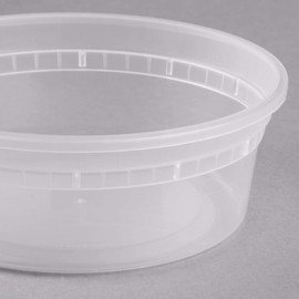 Microwavable Hot and Cold Translucent Plastic Deli Food Storage Container with Lid, 12-Pack, 8 Oz