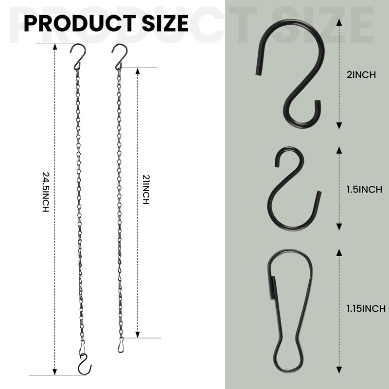Black Chain for Hanging Plants, 6 PCS Small Chain for