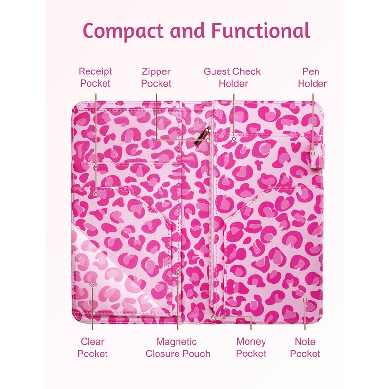 Server Book for Waitress Book with Zipper Pocket and Magnetic