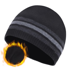 ZTL Mens Knit Beanie Hat Warm Fleece Lined Winter Hats Ribbed Stocking Hat Plain Toboggan Ski Skull Cap