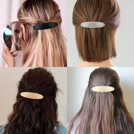 Ahoney 4Pcs Hair Barrettes for Women Hair Clips for Thin Hair 3.3'' Flat Hair Clip Hair Pins Banana Clips Hair French Styling Hair Accessories for Women