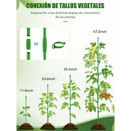 20 Piezas Tutor para Plantas,Tutor de Soporte para Planta,Estacas para Planta Ajustable,Incluye Clips y Conectores,para Orquídeas,Monstera,Tomate,Rosas,Enredaderas