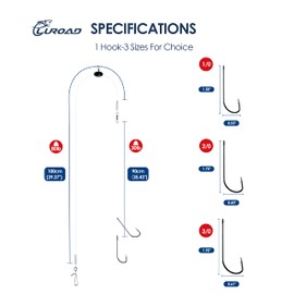 Luroad 5pcs Sea Fishing Pulley Rigs Single Hooks & Double Hooks, Pre Tied Fishing Rigs Hook Sizes 1/0, 2/0, 3/0 for Beach Casting Shore Fishing Flounder, Whiting (3/0, 5pcs Double Hook)