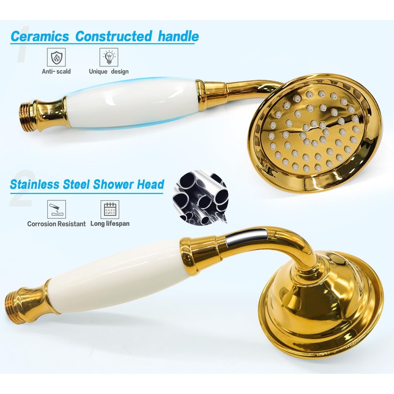 ENGA Vintage Hand-held Shower Rain Sprayer Telephone Shaped Ceramic Shower