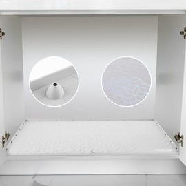 Under Sink Waterproof Mat, Under Sink Mats For Kitchen Cabinet and Bathroom Under The Sink Mats, 34" * 22" Light Gray Silicone Under Sink Liner, Easy to Clean, Drain, and Hold Up to 3.5 Liter of Water