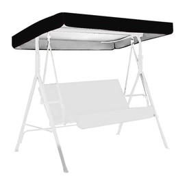 Outdoor Swing Chair Canopy Replacement Patio Swing Chair Top Cover WaterproofTop Rain Cover 190T Silver Coated 190x132x15cm/20cm Black
