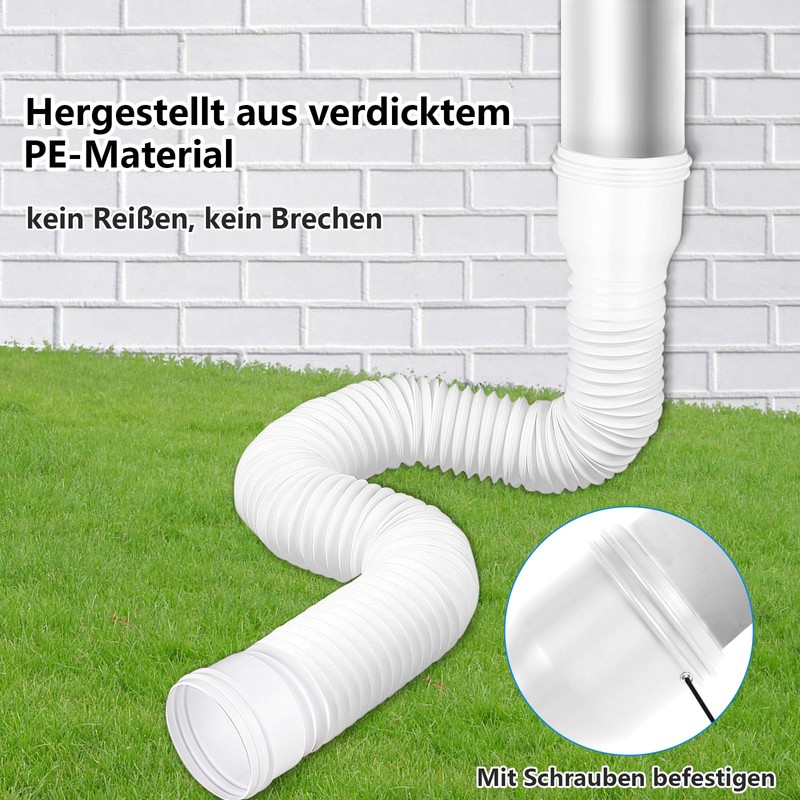 YushengTai Downpipe Gutter Flexible Extension Set, Downpipe Extensions Flexible Round