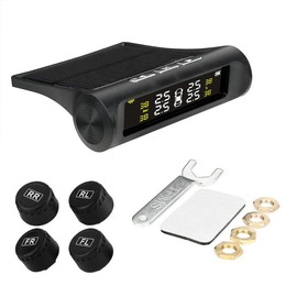 Car TPMS Solar Powered Auto Security Alarm System, Vehicle Tyre Pressure Digital LCD Display with Automative Accessories, Car Tire Pressure Monitoring System, Gifts for Boyfriend