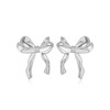 Silver Bow Earrings for Women Trendy Ribbon Bow Knot Stud