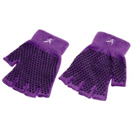ProsourceFit Grippy Yoga Gloves, Hand Grips with Firm Fingerless Design, One Size Fits All for Women and Men, Purple
