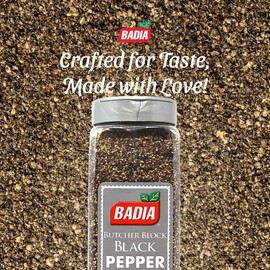 Badia Black Pepper Butcher Block, 16 oz – Coarse & Bold Pepper for Grilling, Cooking and Seasoning