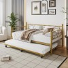 Twin Size Daybed Frame with Pull-Out Trundle, Modern Sofa Bed