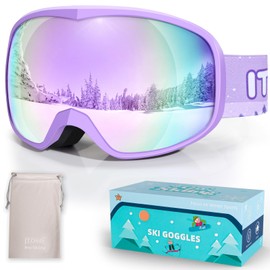 ITOWE Ski Goggles for Kids 6-14 4-6 Skiing Snow Sports Goggles Snowboarding Winter Goggles Kids Ski Snow Helmet with Snowboard Goggles for Boys Girls Child Toddlers Youth Anti Fog 100% UV Protection
