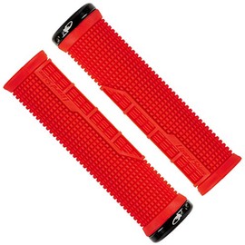 Lizard Skins Machine Lock-On Mountain Bike Grips - Red, 135mm / Single Side Clamp Locking MTB Bar Part Rubber Handlebar Handle Ride Trail Cycling Cycle Enduro Downhill Hand Comfort Accessories