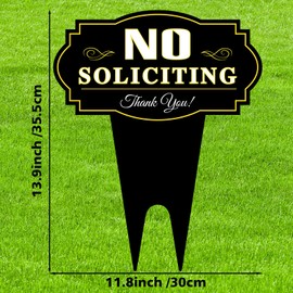 No Soliciting Sign for House Metal No Soliciting Yard Sign with Stake Outdoor Yard Decorations for Home Business Front Door Garden Lawn Backyard Decor - 13.9" x 11.8"