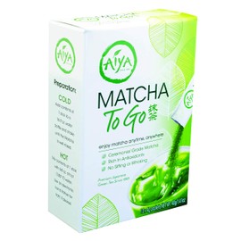 Aiya Japanese Matcha To Go - Ceremonial Grade Matcha Green Tea Powder - Convenient On-the-Go Packets for Smooth, Natural Energy Boost - Gluten-Free, Non-GMO - (2 Boxes - 10 Single-Serving Sticks)
