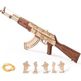 ROKR 3D Puzzles for Adults, Wooden 3D Puzzle Model AK47 Rubber Bands Gun Toys Building Kits, DIY Wood Crafts Cool Toy Hobbies for Men Women, Creative Assembly Gifts