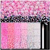 9000PCS Flatback Pearls and Rhinestones for Crafting, Pink White Mixed