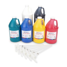 Nasco 9712817 Acrylic Paint Set, 6 Count, 1/2 Gallon - 64 oz. each