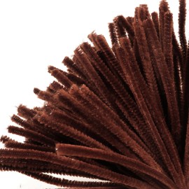 TOAOB 100pcs Pipe Cleaners Bulk Craft Supplies Brown Chenille Stems 6mm x 12 Inch Fuzzy Pipe Cleaners for DIY Art Crafts Decorations
