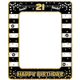 21st Birthday Photo Booth Props,Black Gold Inflatable Selfie Frame Picture Frame,Giant Inflatable Party Photo Booth Frame for Girls Boys 21st Birthday Party Decorations Supplies, Girls Boys Favor Gift