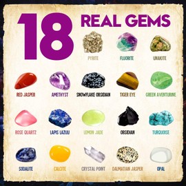 Jumbo Gem Dig Kit - Dig Up 18 Real Gemstones for Kids - Rocks and Minerals, Crystals Mining Science Kits Great Geology Archeology Gift for Boys & Girls Educational STEM Toys