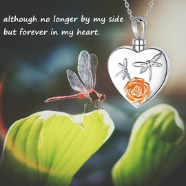 Teioa 925 Sterling Silver Cremation Jewelry Dragonfly Keepsake Memorial Round Disc Urn necklace for Human Pet Ashes Pendant Jewelry Gift for Women (Dragonfly-2)