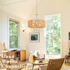 Bagood Gold 5-Light Rattan Light Fixture Rattan Pendant Lights Boho
