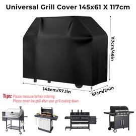 Weatherproof Oxford BBQ Grill Cover Gas Grill Cover Waterproof Windproof UV-Resistant Tear-Resistant for Weber Enders Char Broil Series (145 x 61 x 117 cm)