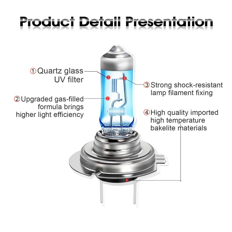 TECTICO H7 Headlight Bulbs 12V 55W Warm White +130% Ultra