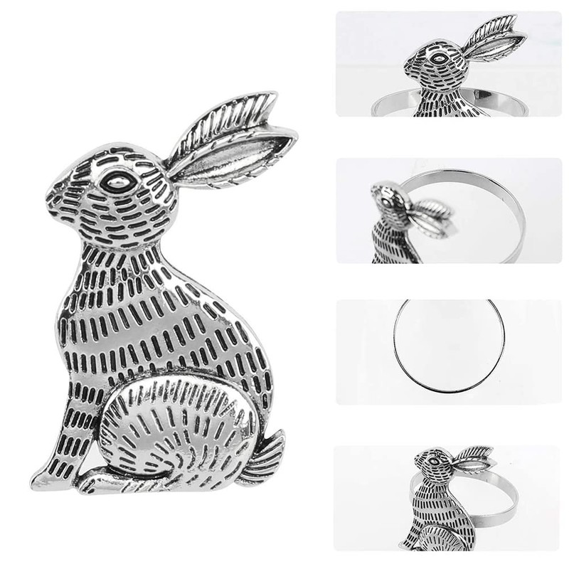 CENPEK 6pcs Easter Bunny Napkin Rings Rabbit Napkin Ring Holders