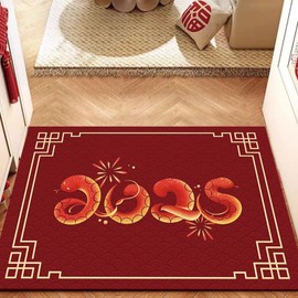 Chinese New Year Decorations 2025, 15.7*23.6In Year Of The Snake New Year Door Mat Outdoor Doormats Indoor Door Mat For Living Room Kitchen Cushion Entryway Doorway Entrance Front Door Bathroom Door