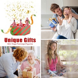 Yeomoo Yoga Flamingo Decorative Figures, Miniature Garden Decoration for Outdoors, Quirky Pink Flamingo Figure, Fairy Garden, Zen Decoration for Lawn, Gifts for Garden or Indoor, 6 cm High, Set 3