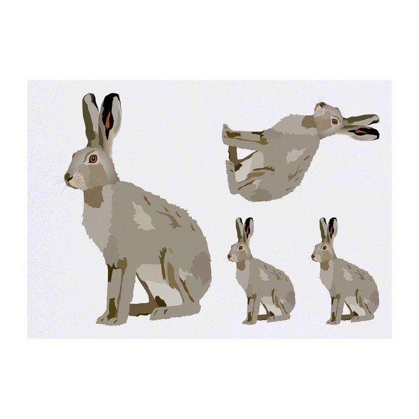 4 x 'Hare' Temporary Tattoos - Water Resistant, Skin-Safe, Non-Toxic
