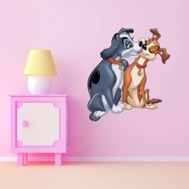 Cute Lady Tramp Schnauzer and a Terrier Slimer Terror Dog Boo-Hoo Kids Movie Cartoon Dog Characters Birthday Gift Holiday Present Wall Decal Sticker- Size: 27 in(W) x 30 in(H)