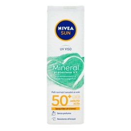 Nivea SUN UV Face Cream Mineral FP50+ 50 ml, Vegan and Biodegradable Sun Cream, Face Cream with 100% Mineral Filters, Aloe Vera Organic and Antioxidants