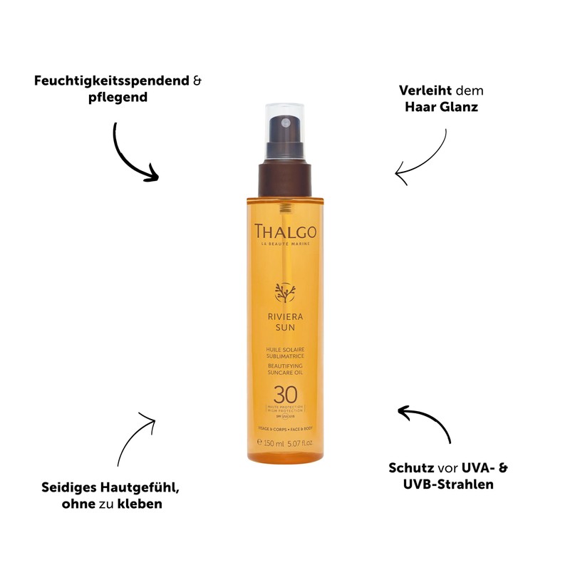 THALGO Sun Care Oil SPF30 for Face, Body and Hair,