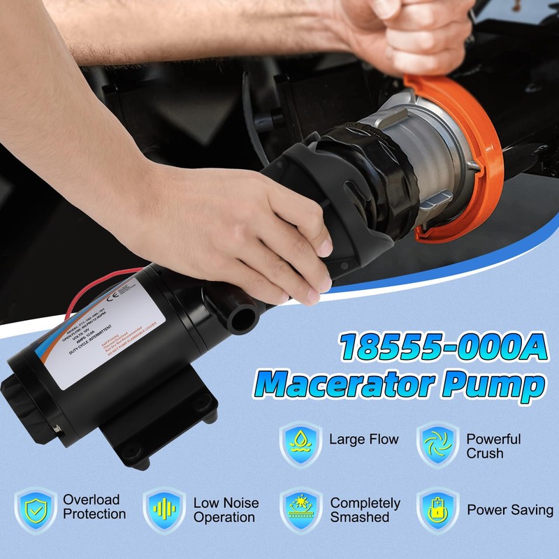 Macerator Pump 18555-000A Compatible with Flojet 18555-000A - 3/4" Garden