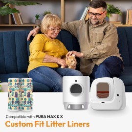 Amogogopet 50 Pack Litter Box Liner Bags, with Petkit Pura Max & X, Self-Cleaning Cat Li