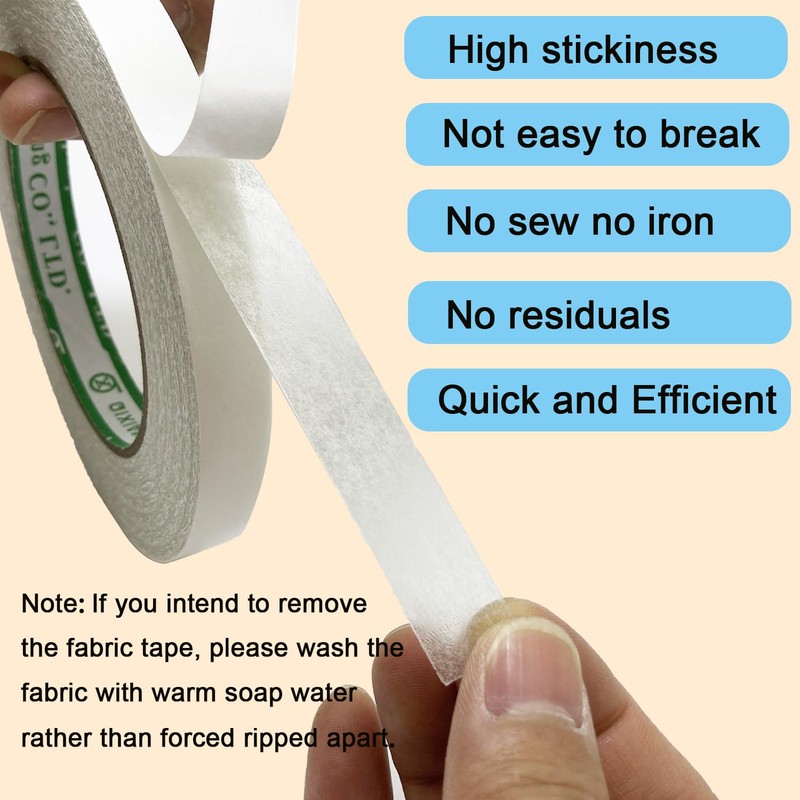 KAIHENG Double Sided Fabric Tape, 3/4 Inch*70FT Hemming Tape for