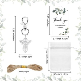 Aizhuang 50Set Memorial Funeral Favor for Guest Celebration of Life Favors Angel Keychain Favors Funeral Sympathy Thank You Tags Organza Bags Jute Ropes for Memorial Party Supplies Guest Return Favor
