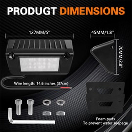 5 Inch Led RV Exterior Lights, 6000K White Light Super Bright, 12V Porch Light Aluminum Low Current Led Scene Lighting for RV Camper Trailers Trucks Trailers Bus Marine Boats Campers (2 Pcs)