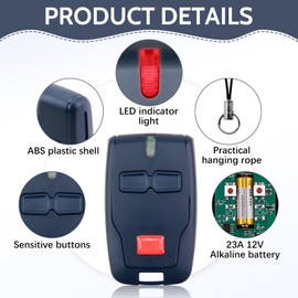 2Pcs 433MHZ 4 Buttons for BFT Garage Remote Control Key Fob with Key Ring Rolling Door 2 Channels Remotes Replacement Sensitive Reaction for Mitto B RCB02 2 Buttons Kleio Ghibli TRC2