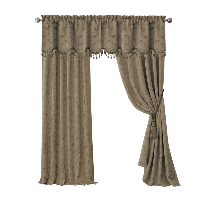 Elrene Home Fashions Mia Jacquard Scroll Blackout Window Curtain, 52"