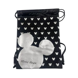 Unbranded MICKEY HEAD DRAWSTRING STRING KIDS BACKPACK SCHOOL SPORT GYM TOTE BAG (SILVER)