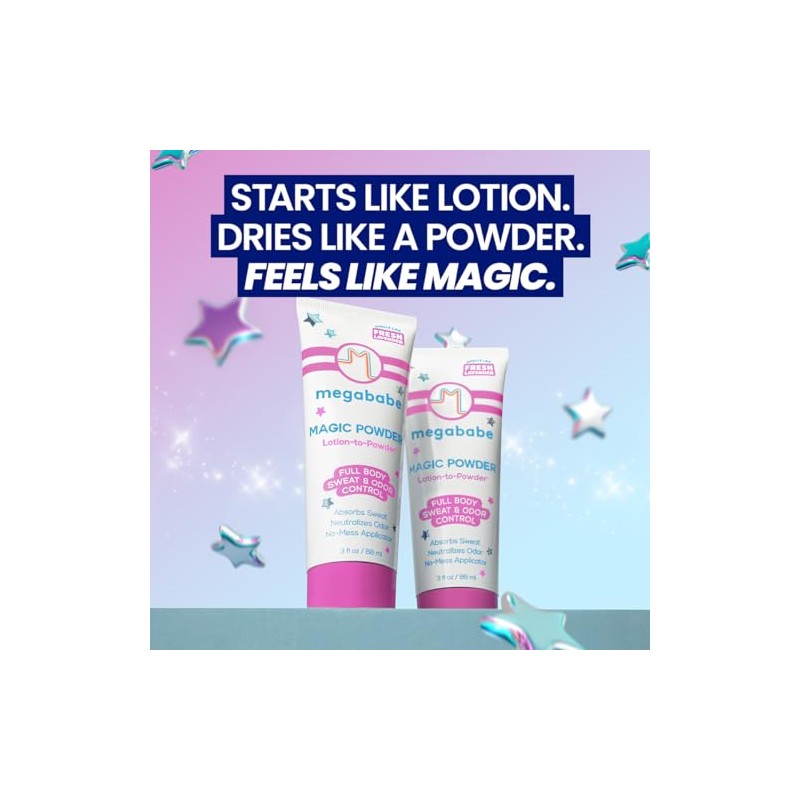 Megababe Magic Powder, absorbente de sudor y olor, sin talco,