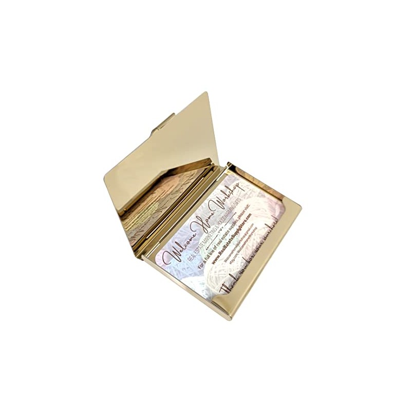 Metal Business Card Holder Laser Engraved with Realtor Logo (Gold)