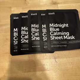 KLAIRS MIDNIGHT BLUE CALMING SHEET MASK 0.85 OZ (LOT OF 5)