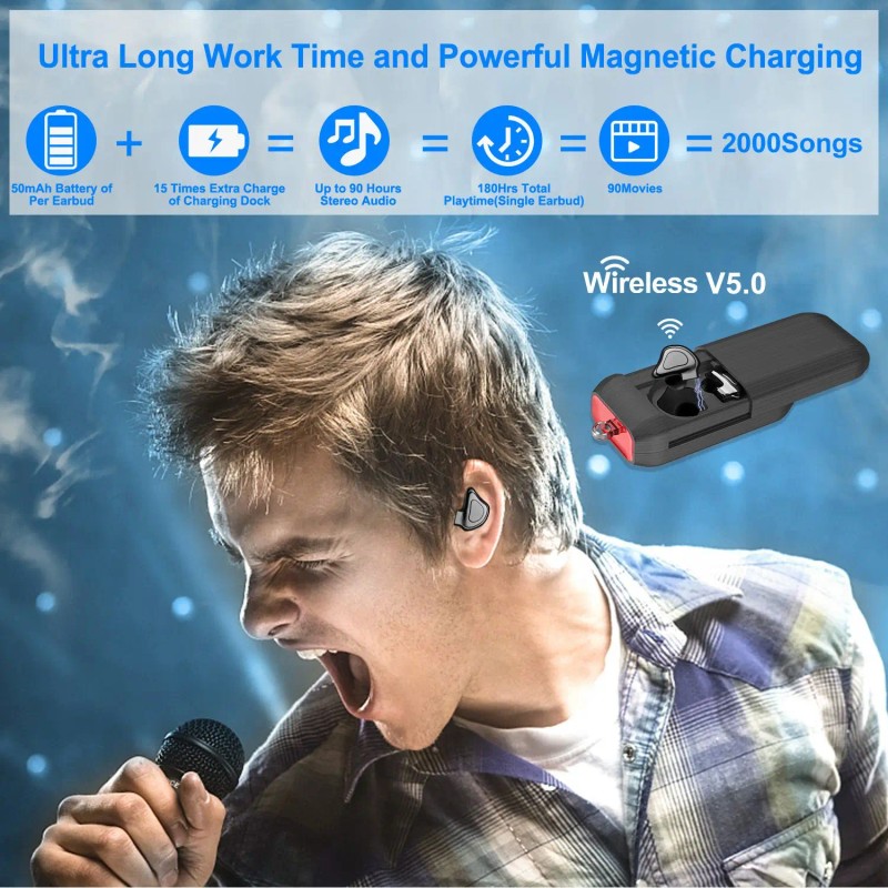V5.0 True Wireless Stereo Earbuds Noise Cancelling TWS Headset with